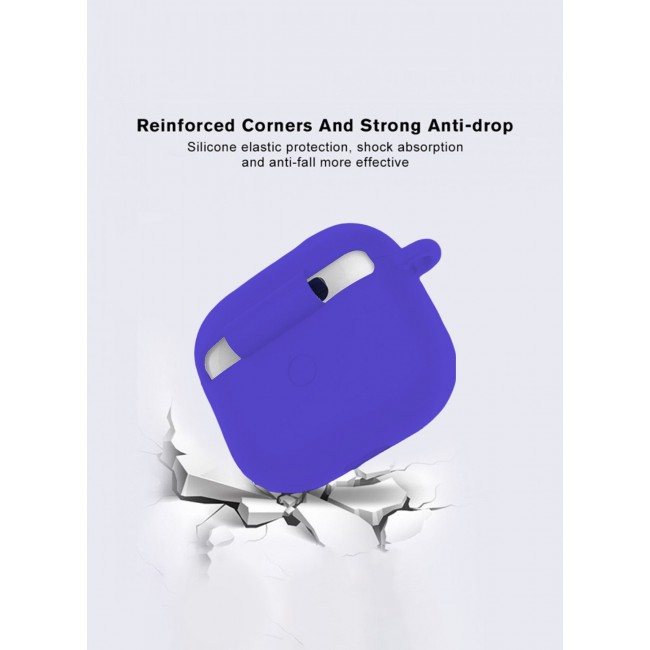 MARGOUN Compatible With AirPods 3 (3rd Generation) 2021 Soft Silicone Case Cover with Keychain - Shock-Resistant And Anti-Scratch- Purple purple