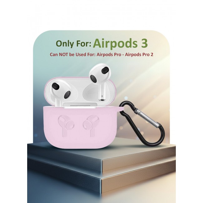 MARGOUN Compatible With AirPods 3 (3rd Generation) 2021 Soft Silicone Case Cover with Keychain - Shock-Resistant And Anti-Scratch- Sandpink Sandpink