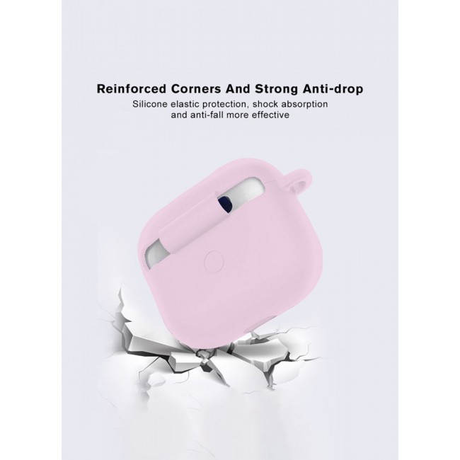 MARGOUN Compatible With AirPods 3 (3rd Generation) 2021 Soft Silicone Case Cover with Keychain - Shock-Resistant And Anti-Scratch- Sandpink Sandpink