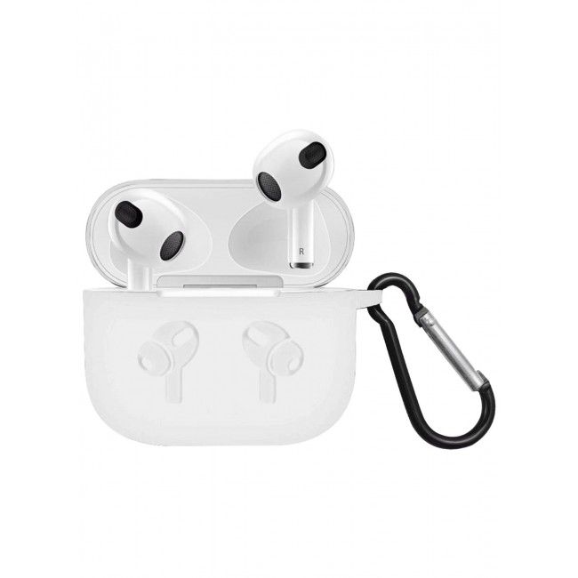 MARGOUN Compatible With AirPods 3 (3rd Generation) 2021 Soft Silicone Case Cover with Keychain - Shock-Resistant And Anti-Scratch- White white