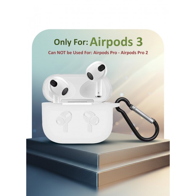 MARGOUN Compatible With AirPods 3 (3rd Generation) 2021 Soft Silicone Case Cover with Keychain - Shock-Resistant And Anti-Scratch- White white