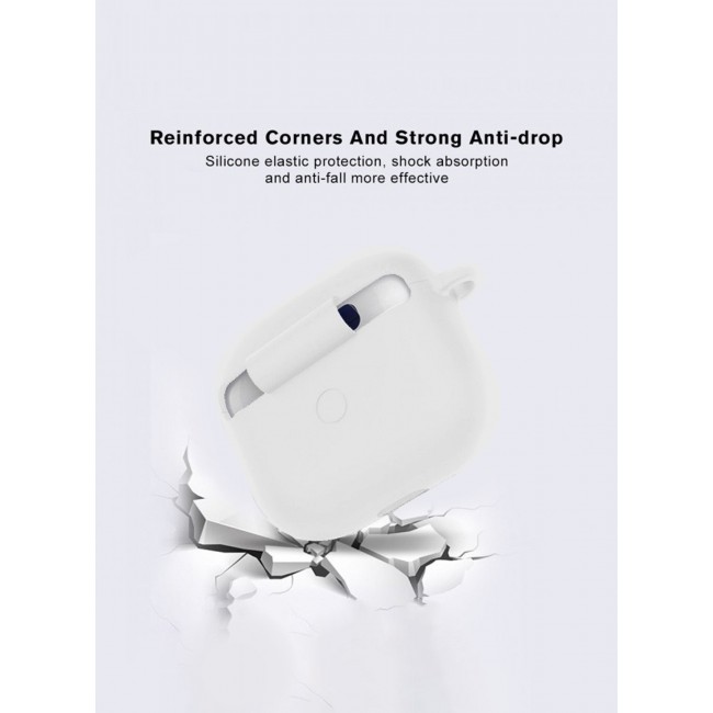 MARGOUN Compatible With AirPods 3 (3rd Generation) 2021 Soft Silicone Case Cover with Keychain - Shock-Resistant And Anti-Scratch- White white
