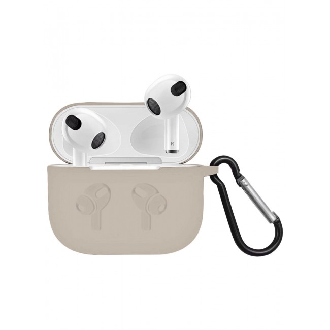 MARGOUN Compatible With AirPods 3 (3rd Generation) 2021 Soft Silicone Case Cover with Keychain - Shock-Resistant And Anti-Scratch- Beige beige