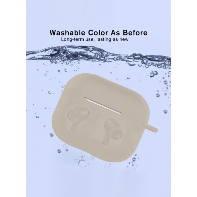 MARGOUN Compatible With AirPods 3 (3rd Generation) 2021 Soft Silicone Case Cover with Keychain - Shock-Resistant And Anti-Scratch- Beige beige