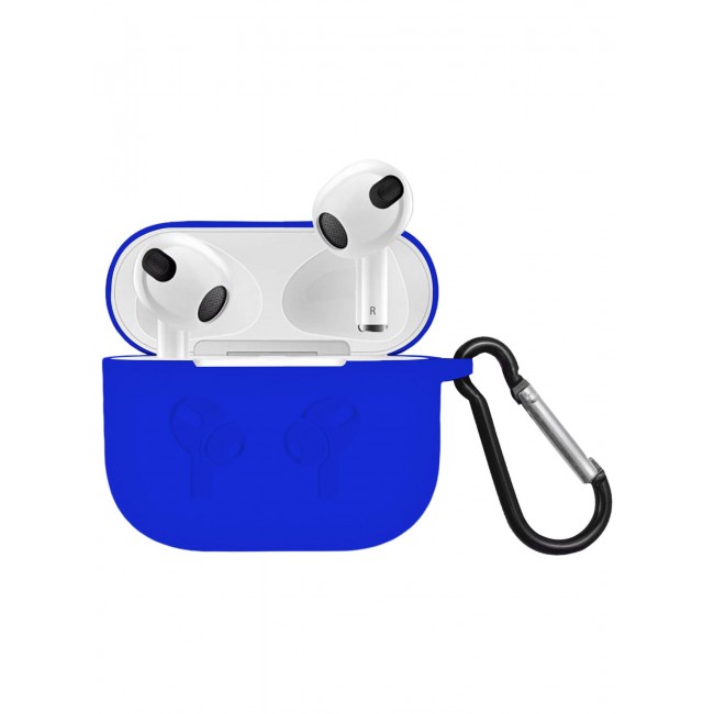 MARGOUN Compatible With AirPods 3 (3rd Generation) 2021 Soft Silicone Case Cover with Keychain - Shock-Resistant And Anti-Scratch- Blue blue