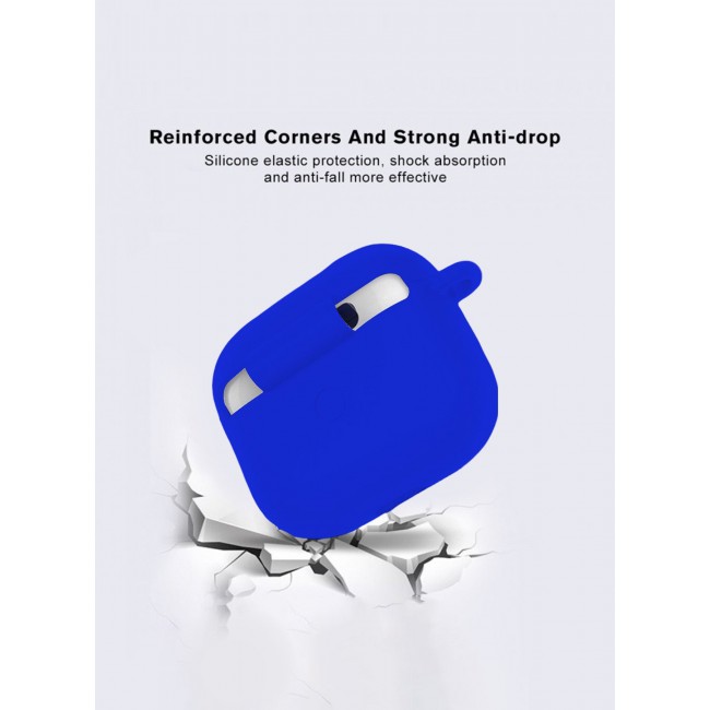 MARGOUN Compatible With AirPods 3 (3rd Generation) 2021 Soft Silicone Case Cover with Keychain - Shock-Resistant And Anti-Scratch- Blue blue