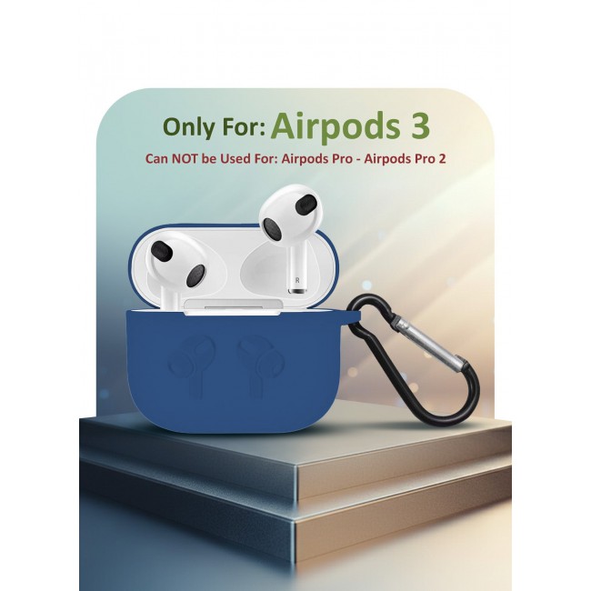 MARGOUN Compatible With AirPods 3 (3rd Generation) 2021 Soft Silicone Case Cover with Keychain - Shock-Resistant And Anti-Scratch- Midnightblue Midnightblue