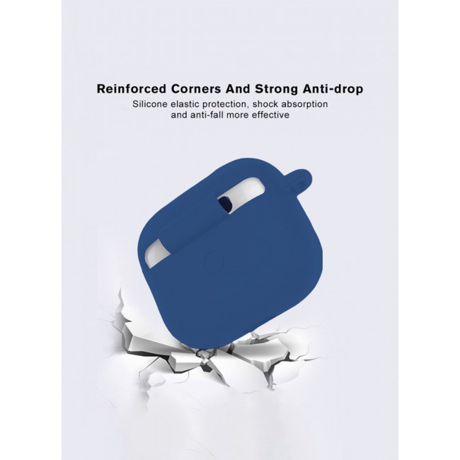 MARGOUN Compatible With AirPods 3 (3rd Generation) 2021 Soft Silicone Case Cover with Keychain - Shock-Resistant And Anti-Scratch- Midnightblue Midnightblue