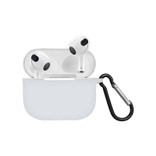 MARGOUN Compatible With AirPods 3 (3rd Generation) 2021 Soft Silicone Case Cover with Keychain - Shock-Resistant And Anti-Scratch- Milkywhite Milkywhite