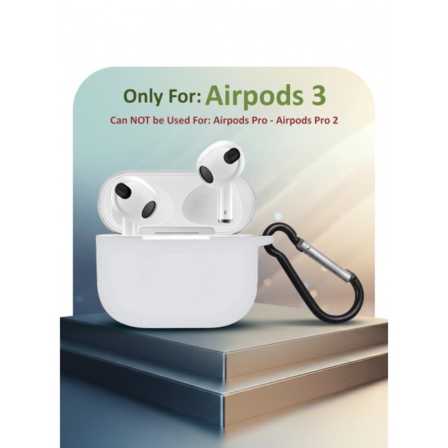 MARGOUN Compatible With AirPods 3 (3rd Generation) 2021 Soft Silicone Case Cover with Keychain - Shock-Resistant And Anti-Scratch- Milkywhite Milkywhite