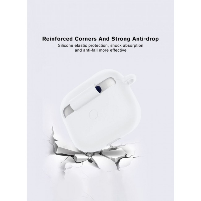 MARGOUN Compatible With AirPods 3 (3rd Generation) 2021 Soft Silicone Case Cover with Keychain - Shock-Resistant And Anti-Scratch- Milkywhite Milkywhite