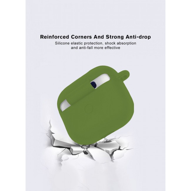 MARGOUN Compatible With AirPods 3 (3rd Generation) 2021 Soft Silicone Case Cover with Keychain - Shock-Resistant And Anti-Scratch- Olivegreen Olivegreen
