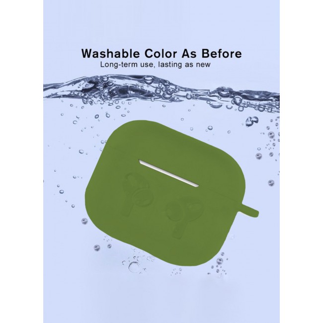 MARGOUN Compatible With AirPods 3 (3rd Generation) 2021 Soft Silicone Case Cover with Keychain - Shock-Resistant And Anti-Scratch- Olivegreen Olivegreen