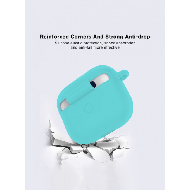 MARGOUN Compatible With AirPods 3 (3rd Generation) 2021 Soft Silicone Case Cover with Keychain - Shock-Resistant And Anti-Scratch- Aquagreen Aquagreen