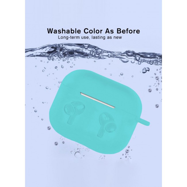 MARGOUN Compatible With AirPods 3 (3rd Generation) 2021 Soft Silicone Case Cover with Keychain - Shock-Resistant And Anti-Scratch- Aquagreen Aquagreen