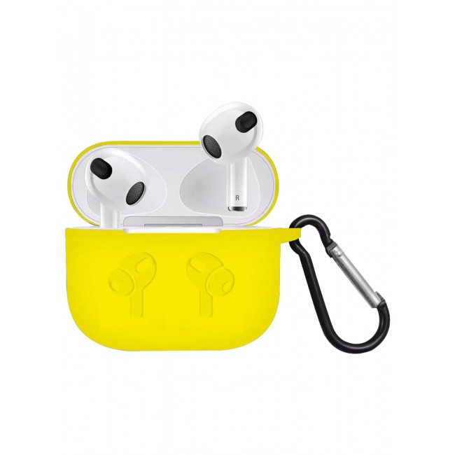 MARGOUN Compatible With AirPods 3 (3rd Generation) 2021 Soft Silicone Case Cover with Keychain - Shock-Resistant And Anti-Scratch- Yellow yellow