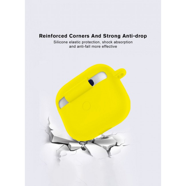 MARGOUN Compatible With AirPods 3 (3rd Generation) 2021 Soft Silicone Case Cover with Keychain - Shock-Resistant And Anti-Scratch- Yellow yellow