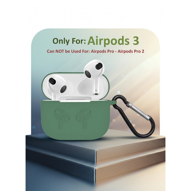 MARGOUN Compatible With AirPods 3 (3rd Generation) 2021 Soft Silicone Case Cover with Keychain - Shock-Resistant And Anti-Scratch- Cactusgreen Cactusgreen