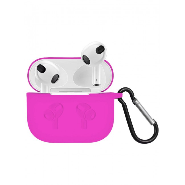 MARGOUN Compatible With AirPods 3 (3rd Generation) 2021 Soft Silicone Case Cover with Keychain - Shock-Resistant And Anti-Scratch- Hotpink Hotpink
