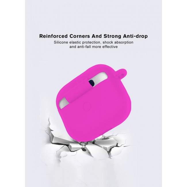MARGOUN Compatible With AirPods 3 (3rd Generation) 2021 Soft Silicone Case Cover with Keychain - Shock-Resistant And Anti-Scratch- Hotpink Hotpink
