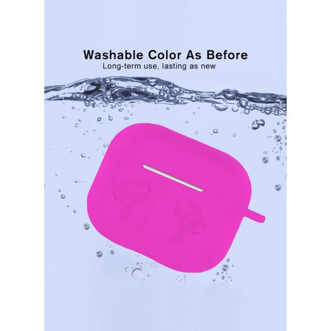 MARGOUN Compatible With AirPods 3 (3rd Generation) 2021 Soft Silicone Case Cover with Keychain - Shock-Resistant And Anti-Scratch- Hotpink Hotpink