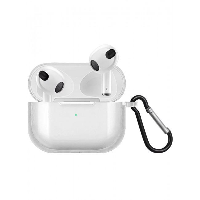 MARGOUN Compatible With AirPods 3 (3rd Generation) 2021 Soft Silicone Case Cover with Keychain - Shock-Resistant And Anti-Scratch- Clear clear