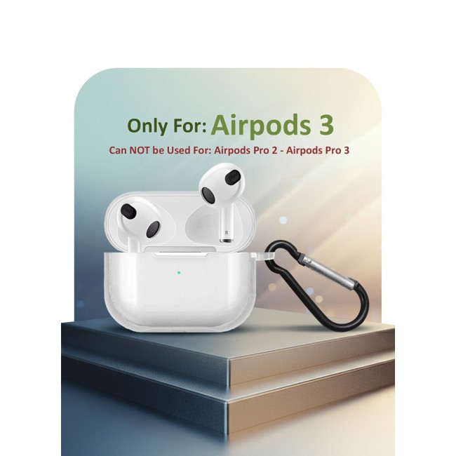 MARGOUN Compatible With AirPods 3 (3rd Generation) 2021 Soft Silicone Case Cover with Keychain - Shock-Resistant And Anti-Scratch- Clear clear