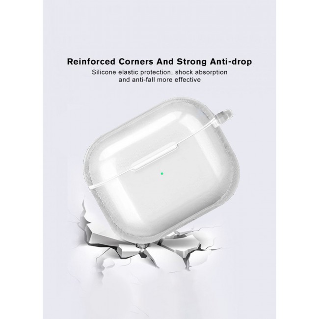 MARGOUN Compatible With AirPods 3 (3rd Generation) 2021 Soft Silicone Case Cover with Keychain - Shock-Resistant And Anti-Scratch- Clear clear