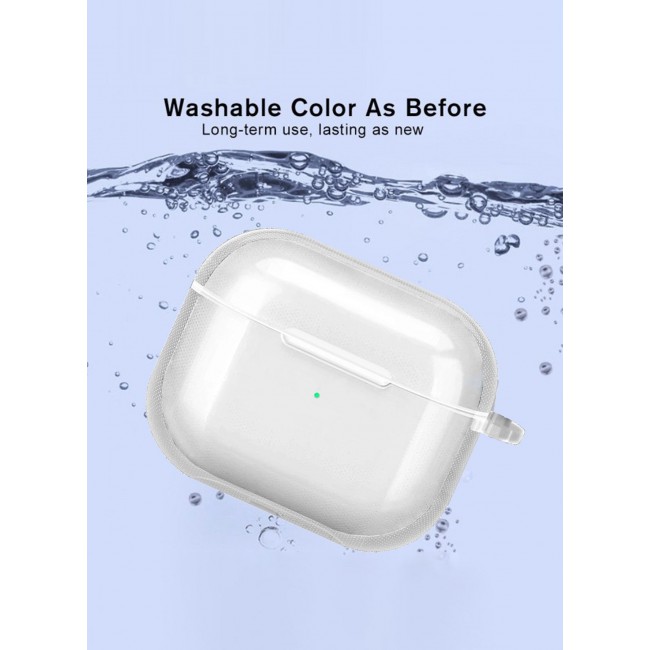 MARGOUN Compatible With AirPods 3 (3rd Generation) 2021 Soft Silicone Case Cover with Keychain - Shock-Resistant And Anti-Scratch- Clear clear