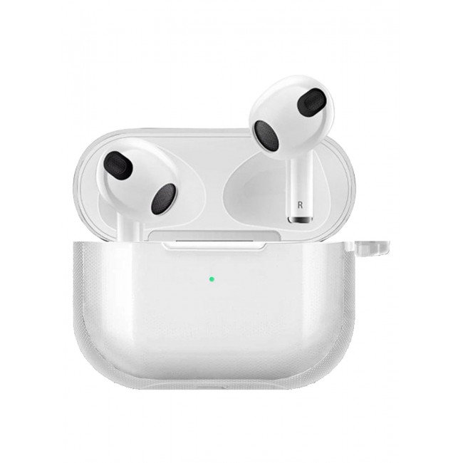 MARGOUN Compatible With AirPods 3 (3rd Generation) 2021 Soft Silicone Case Cover with Keychain - Shock-Resistant And Anti-Scratch- Clear clear
