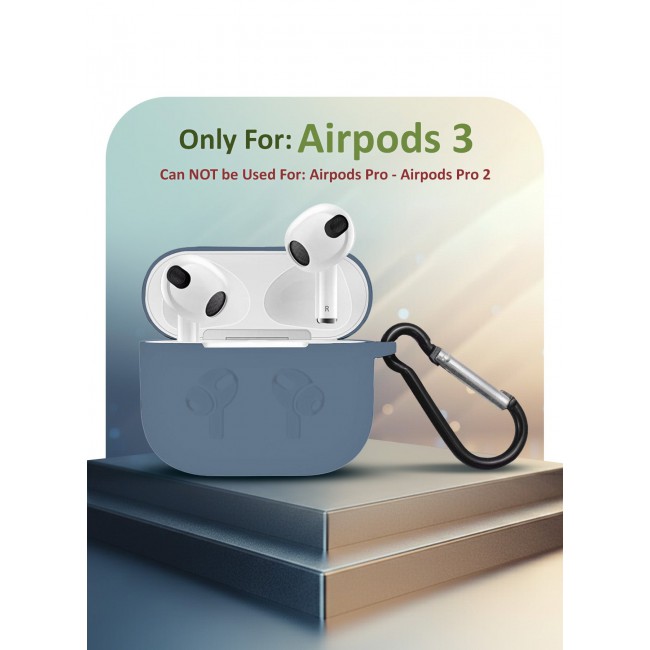 MARGOUN Compatible With AirPods 3 (3rd Generation) 2021 Soft Silicone Case Cover with Keychain - Shock-Resistant And Anti-Scratch- Grey grey