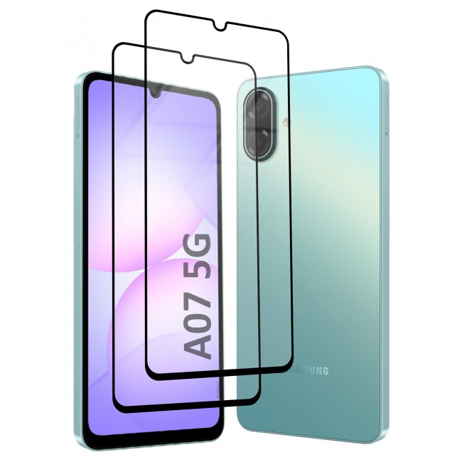 MARGOUN 2 Pack Screen Protector for Samsung Galaxy A07 5G (2026), Tempered Glass, Anti-Scratch, Full Coverage, Anti-Fingerprint & Shatter-Proof Screen Guard Clear Side Black-2
