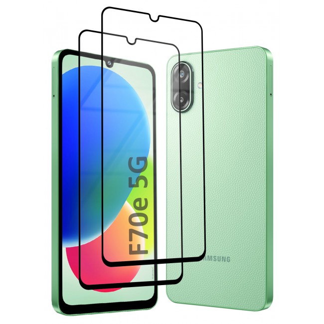 MARGOUN 2 Pack Screen Protector for Samsung Galaxy F70e 5G (2026), Tempered Glass, Anti-Scratch, Full Coverage, Anti-Fingerprint & Shatter-Proof Screen Guard Clear Side Black-2