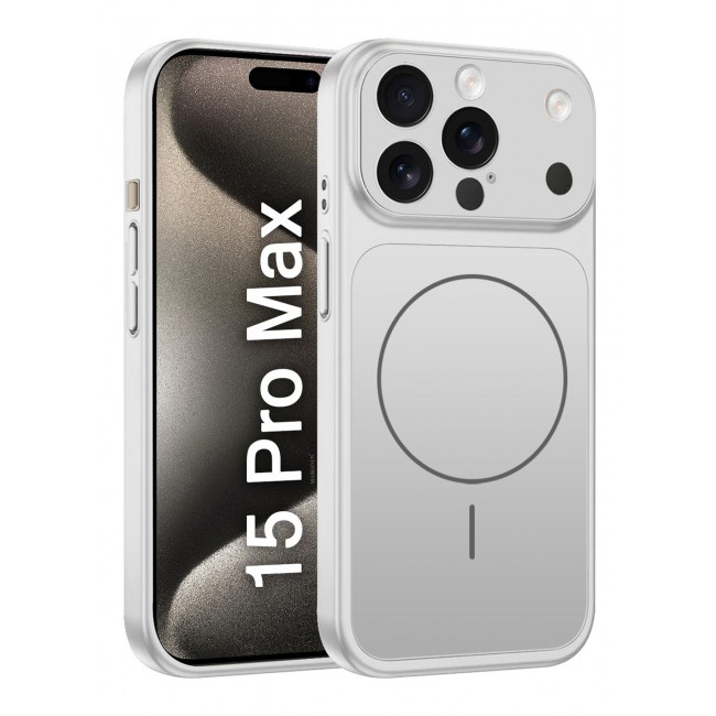 MARGOUN 2 Pack Converter Case for iPhone 15 Pro Max to 17 Pro Max, One Case One 3D Screen Protector, Compatible with Magnetic Charger, Hard TPU Material, Slim Protective Cover with Camera Guard, Shockproof Frame - Silver