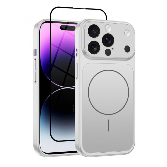 MARGOUN 2 Pack Converter Case for iPhone 14 Pro Max to 17 Pro Max, One Csae One 3D Screen Protector, Compatible with Magnetic Charger, Hard TPU Material, Slim Protective Cover with Camera Guard, Shockproof Frame - Silver