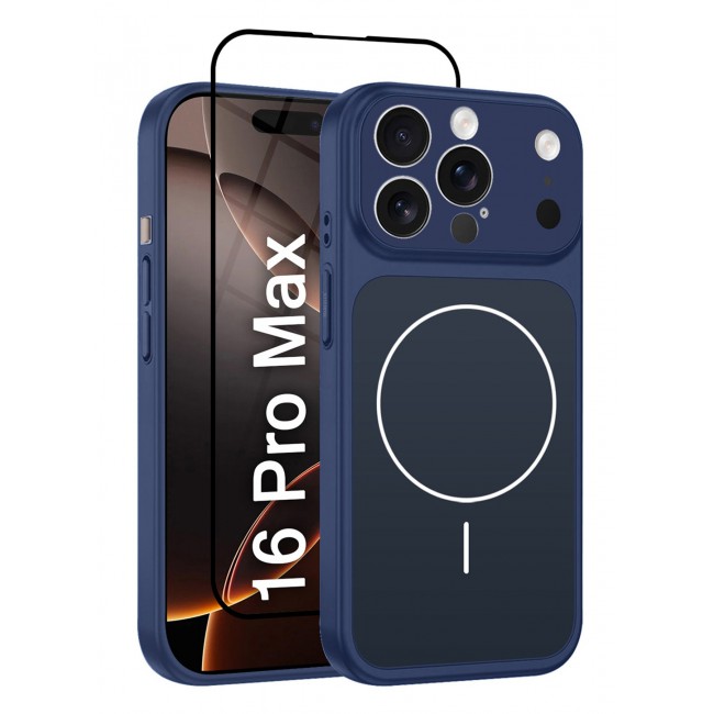 MARGOUN 2 Pack Converter Case for iPhone 16 Pro Max to 17 Pro Max, One Case One 3D Screen Protector, Compatible with Magnetic Charger, Hard TPU Material, Slim Protective Cover with Camera Guard, Shockproof Frame - Deep Blue