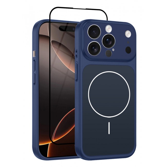 MARGOUN 2 Pack Converter Case for iPhone 16 Pro Max to 17 Pro Max, One Case One 3D Screen Protector, Compatible with Magnetic Charger, Hard TPU Material, Slim Protective Cover with Camera Guard, Shockproof Frame - Deep Blue