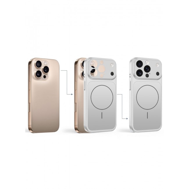 MARGOUN Converter Case for iPhone 16 Pro Max to 17 Pro Max, Compatible with Magnetic Charger, Hard TPU Material, Slim Protective Cover with Camera Guard, Shockproof Frame - Silver silver