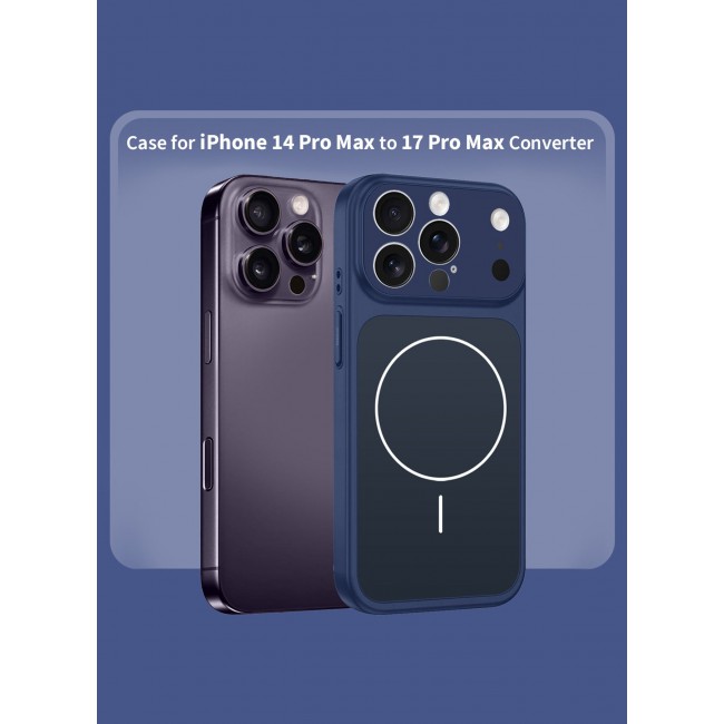 MARGOUN Converter Case for iPhone 14 Pro Max to 17 Pro Max, Compatible with Magnetic Charger, Hard TPU Material, Slim Protective Cover with Camera Guard, Shockproof Frame - Deep Blue Deep Blue