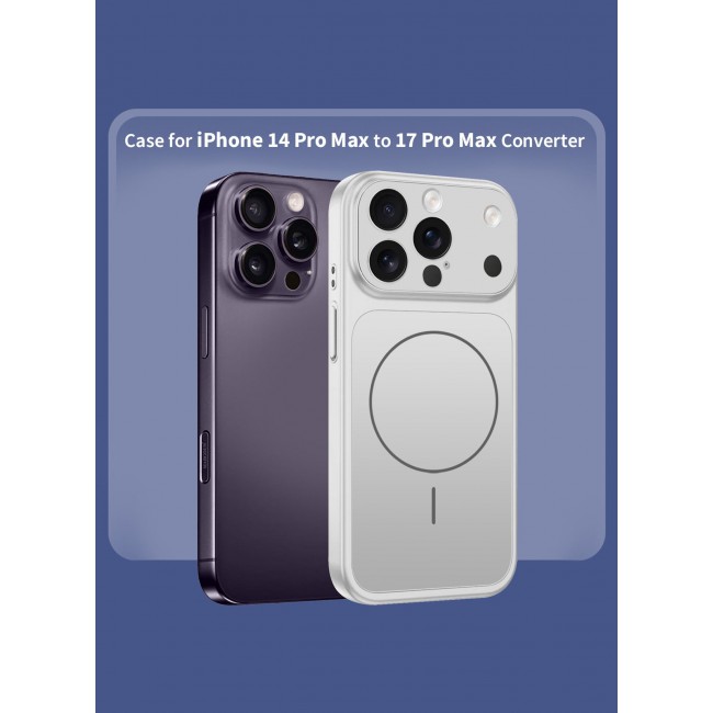 MARGOUN Converter Case for iPhone 14 Pro Max to 17 Pro Max, Compatible with Magnetic Charger, Hard TPU Material, Slim Protective Cover with Camera Guard, Shockproof Frame - Silver silver
