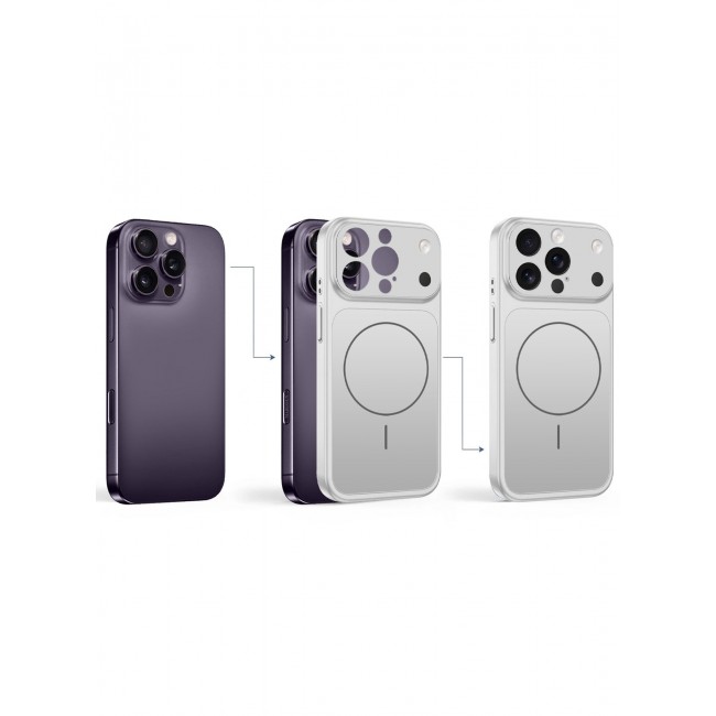 MARGOUN Converter Case for iPhone 14 Pro Max to 17 Pro Max, Compatible with Magnetic Charger, Hard TPU Material, Slim Protective Cover with Camera Guard, Shockproof Frame - Silver silver