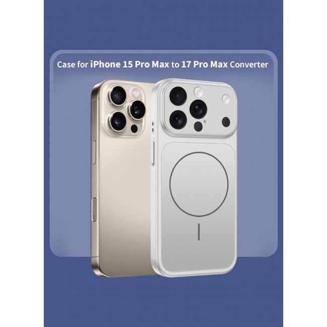 MARGOUN Converter Case for iPhone 15 Pro Max to 17 Pro Max, Compatible with Magnetic Charger, Hard TPU Material, Slim Protective Cover with Camera Guard, Shockproof Frame - Silver silver
