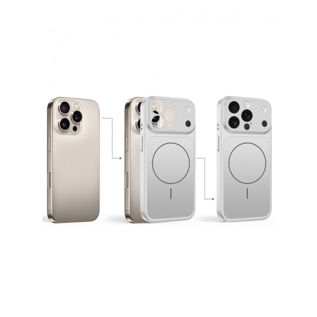 MARGOUN Converter Case for iPhone 15 Pro Max to 17 Pro Max, Compatible with Magnetic Charger, Hard TPU Material, Slim Protective Cover with Camera Guard, Shockproof Frame - Silver silver