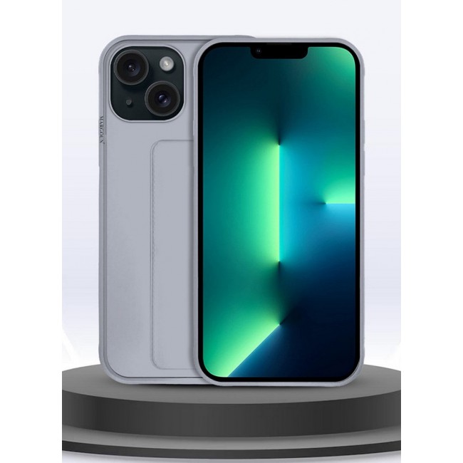 MARGOUN Premium Soft Silicone Case for Apple iPhone 15 Magnetic Car Mount Compatible, Built-in Kickstand, Shockproof Finger Grip grey