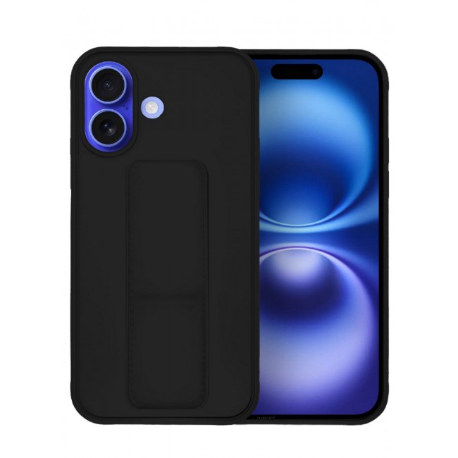 MARGOUN Premium Soft Silicone Case for Apple iPhone 16 Magnetic Car Mount Compatible, Built-in Kickstand, Shockproof Finger Grip black
