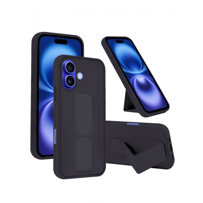 MARGOUN Premium Soft Silicone Case for Apple iPhone 16 Plus Magnetic Car Mount Compatible, Built-in Kickstand, Shockproof Finger Grip Dark Purple