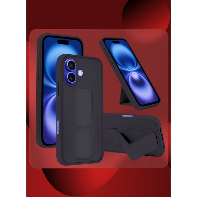 MARGOUN Premium Soft Silicone Case for Apple iPhone 16 Plus Magnetic Car Mount Compatible, Built-in Kickstand, Shockproof Finger Grip Dark Purple