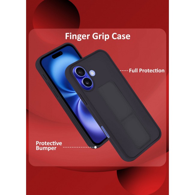MARGOUN Premium Soft Silicone Case for Apple iPhone 16 Plus Magnetic Car Mount Compatible, Built-in Kickstand, Shockproof Finger Grip Dark Purple