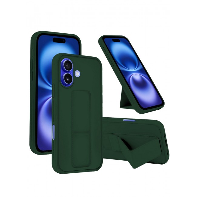 MARGOUN Premium Soft Silicone Case for Apple iPhone 16 Plus Magnetic Car Mount Compatible, Built-in Kickstand, Shockproof Finger Grip green