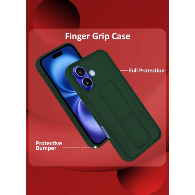 MARGOUN Premium Soft Silicone Case for Apple iPhone 16 Plus Magnetic Car Mount Compatible, Built-in Kickstand, Shockproof Finger Grip green